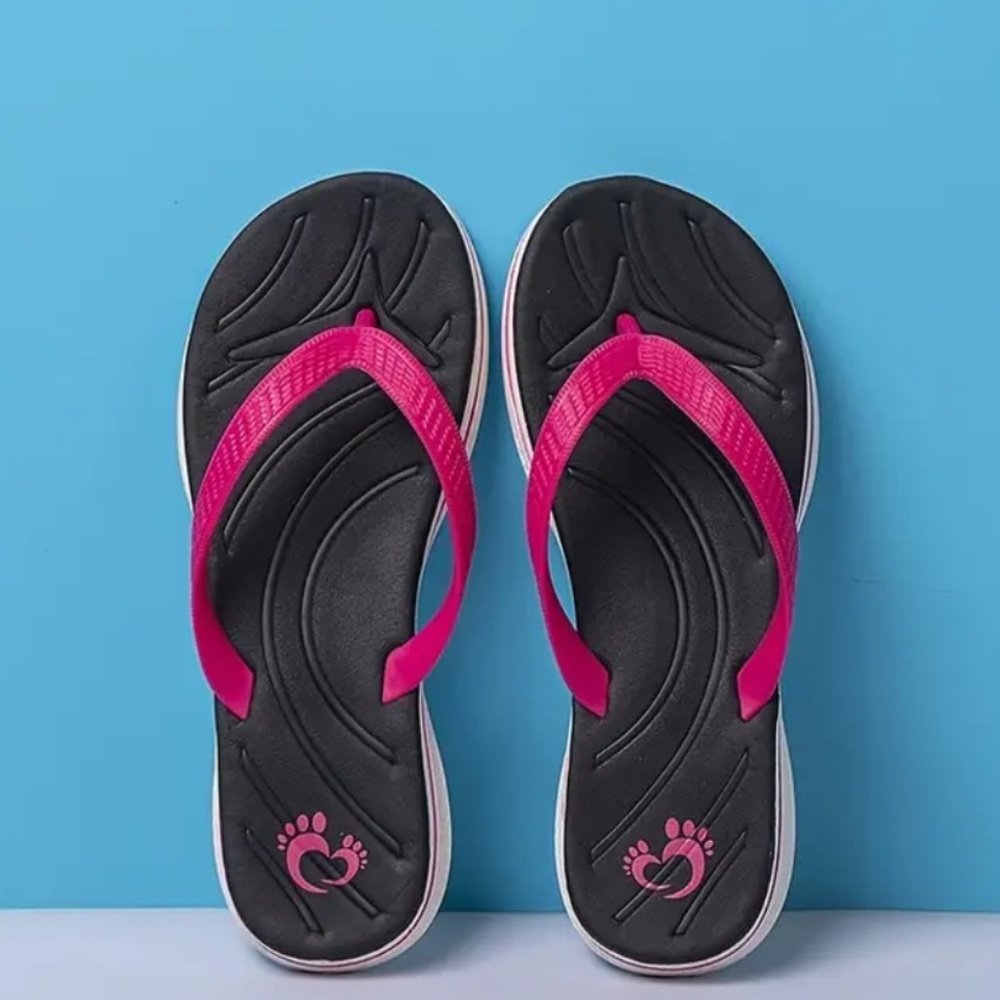 Sz 7, NEW, Women's Soft-sole Flat Flip Flops, Non-slip, Beach Slides Shoes, C